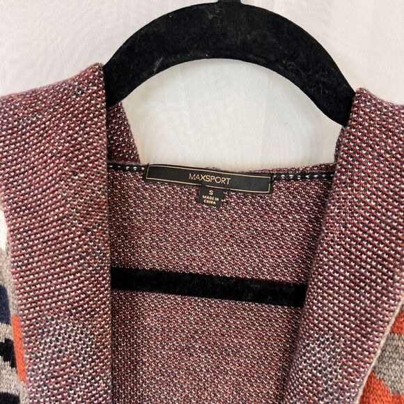 Max sport tapestry print hooded cardigan sweater wool blend boho lagenlook SM - Picture 5 of 11